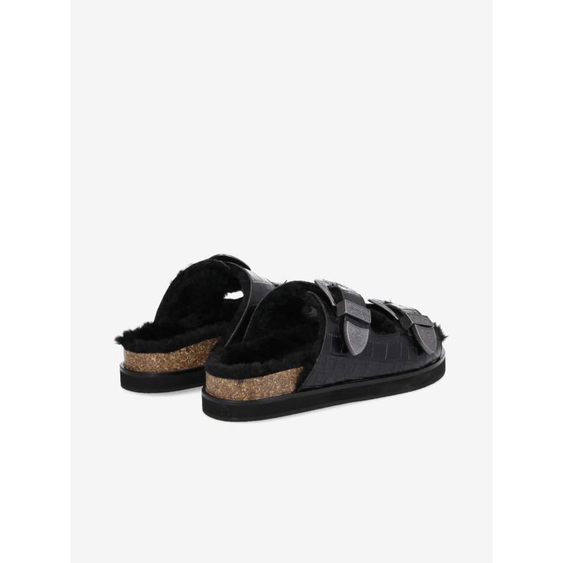 LUCIA BUCKLE W - PRINT CROCO/FUR - BLACK/BLACK